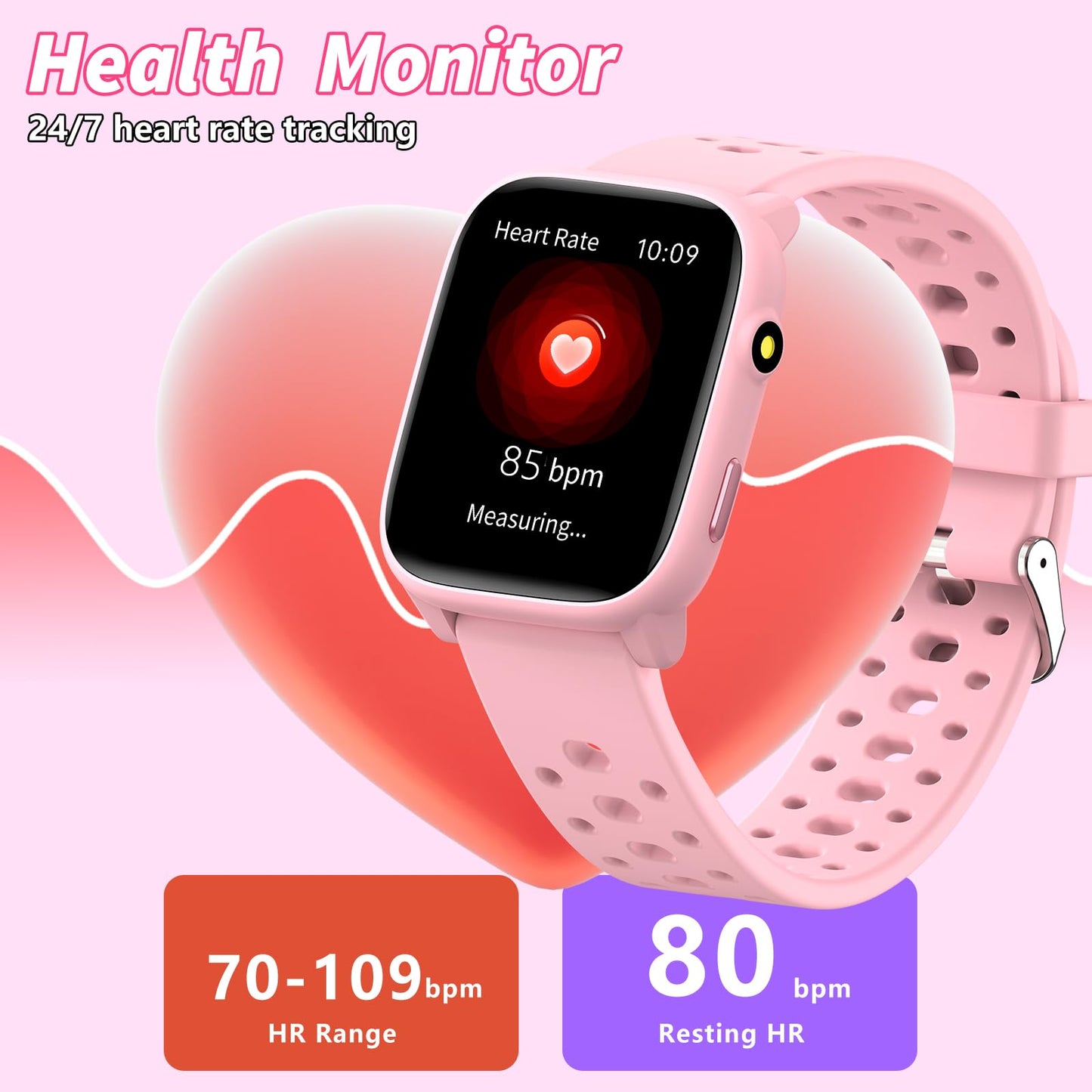 Smart Watch for Kids with 12 Puzzle Games, 1.83" Fitness Tracker Watch Heart Rate Sleep Monitor, Pedometer, Alarm Clock, Flashlight, Gift for 6-12 Year Old Boys Girls