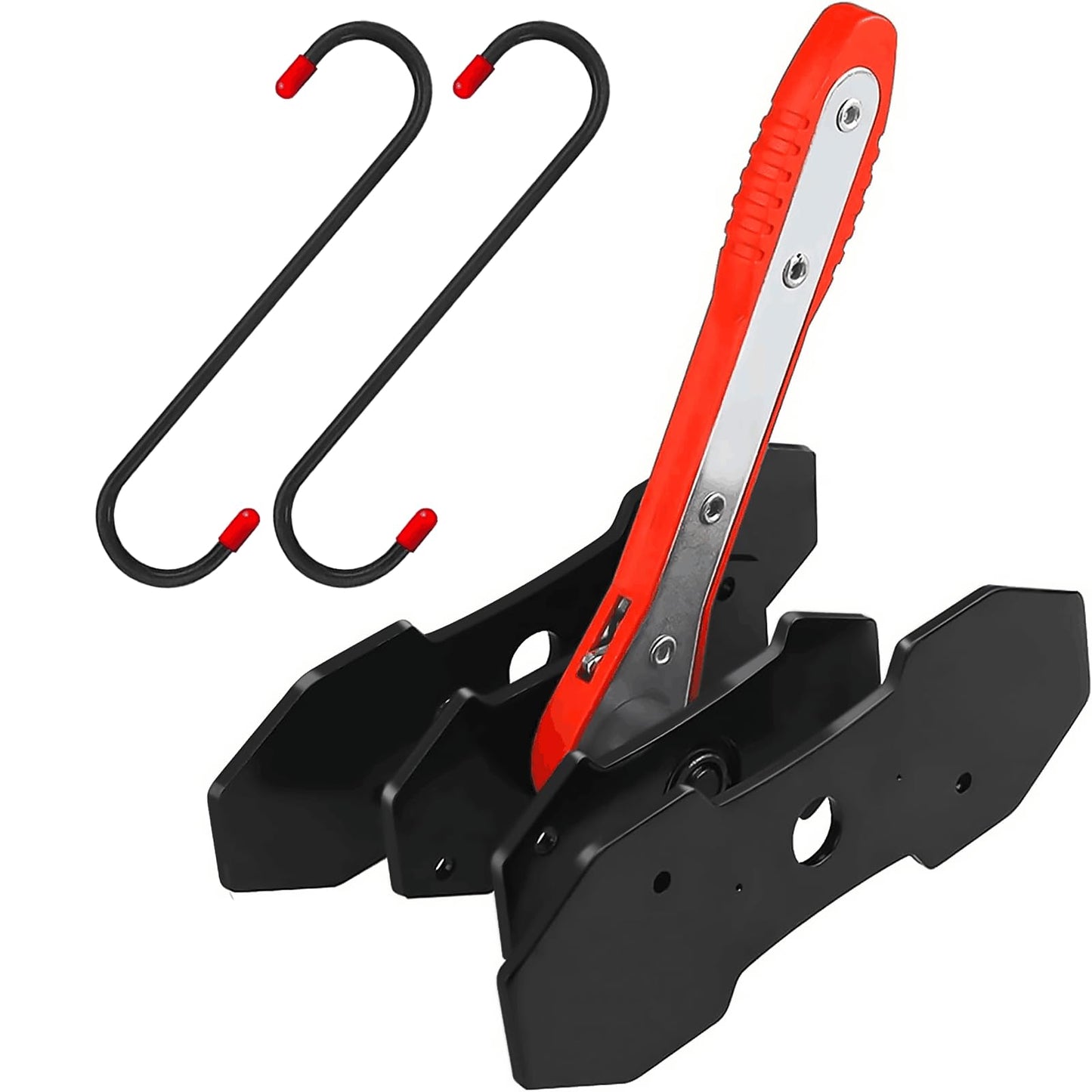 Brake Caliper Compression Tool, Brake Caliper Tool with 360 Degree Swing Ratchets, Caliper Piston Compressor Tool with 2PCS Steel Plates, Brake Caliper Press Tool with Brake Caliper Hooks, Red