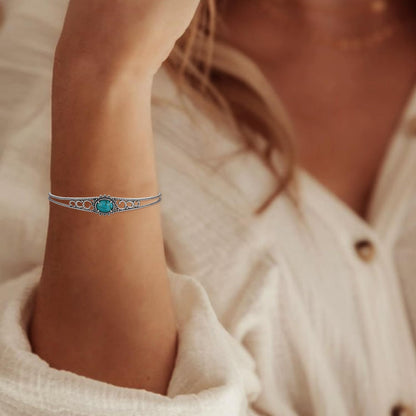 Genuine Turquoise Bracelet for Women 925 Sterling Silver Real Turquoise Cuff Bracelet Vintage Western Jewelry for Women