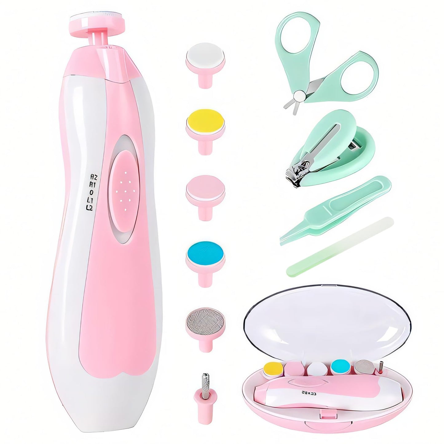Electric Nail File Drill for Baby No Sharp Claws Hurt, 6 in 1 Safety Cutter Trimmer Clipper for Toes and Fingers (Blue)