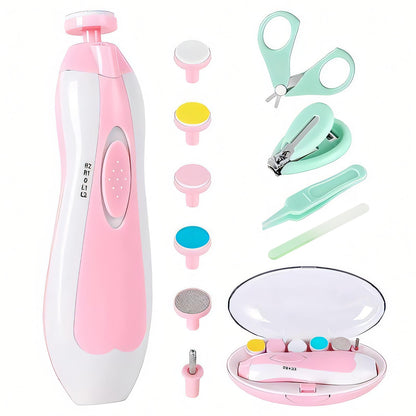 Electric Nail File Drill for Baby No Sharp Claws Hurt, 6 in 1 Safety Cutter Trimmer Clipper for Toes and Fingers (Blue)