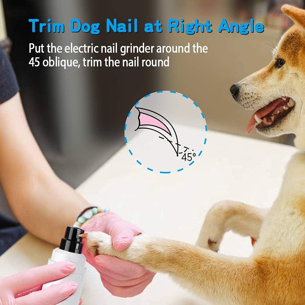 Casfuy Dog Nail Grinder Upgraded - Professional 2-Speed Whisper-Quiet Electric Pet Nail Trimmer Painless Paws Grooming & Smoothing for Small Medium Large Dogs & Cats (Dark Blue)