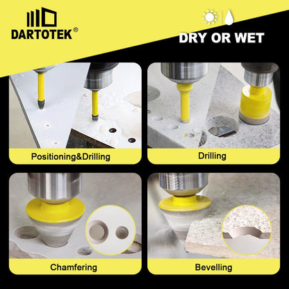 Diamond Core Drill Bits Set for Tile, DARTOTEK 10PCS Porcelain Hole Saw Kit with Aluminum Case, (6/6/8/20/35/50/65mm+2" Chamfer bit +SDS Adapter, Dry/Wet Drilling for Ceramic, Granite & Marble