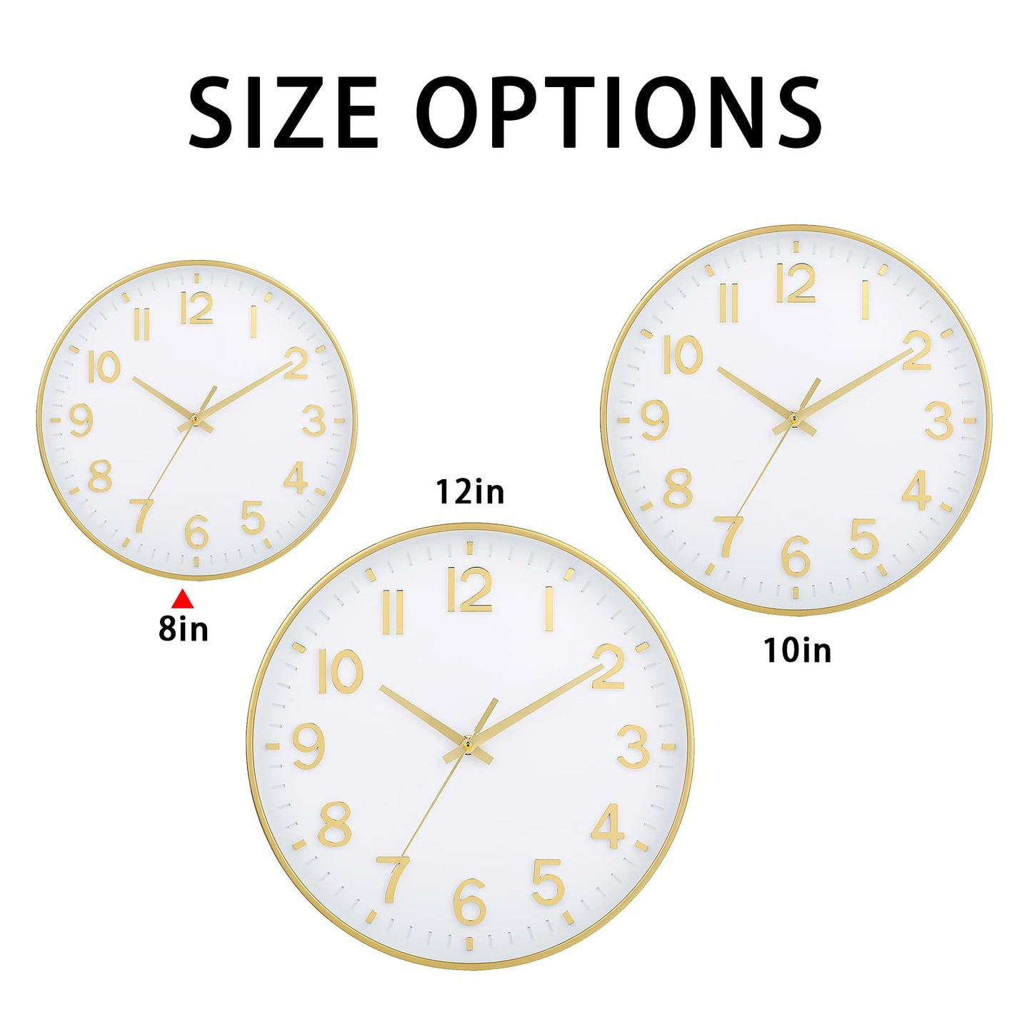 HZDHCLH Wall Clocks Battery Operated,Wall Clock Green,8 inch Wall Clock Silent Non Ticking Modern 3D Numbers for Kitchen Bedroom Living Room Office Classroom Decor