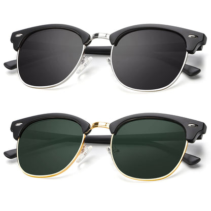 KALIYADI Polarized Sunglasses for Men and Women Semi-Rimless Frame Driving Sun glasses UV Blocking