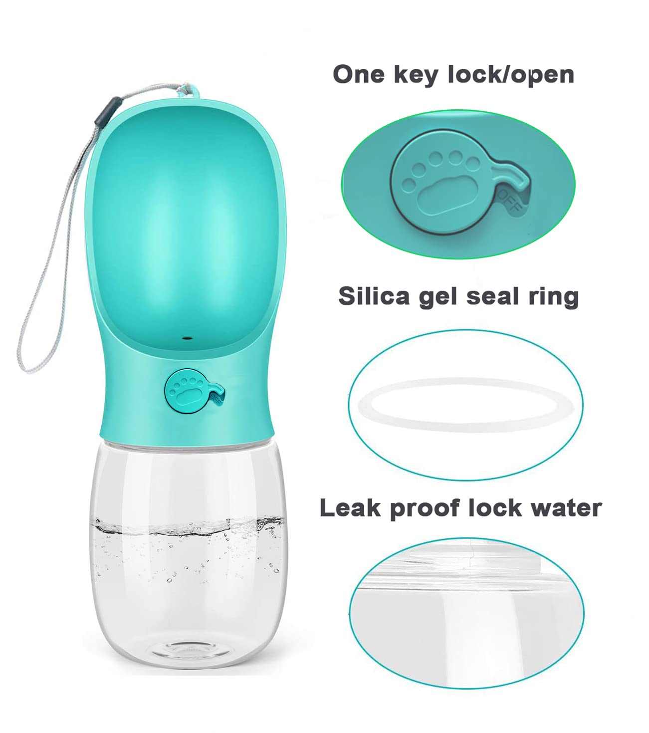 Kalimdor Dog Water Bottle, Leak Proof Portable Puppy Water Dispenser with Drinking Feeder for Pets Outdoor Walking, Hiking, Travel, Food Grade Plastic (19oz Blue)
