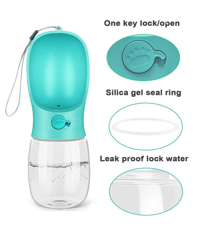Kalimdor Dog Water Bottle, Leak Proof Portable Puppy Water Dispenser with Drinking Feeder for Pets Outdoor Walking, Hiking, Travel, Food Grade Plastic (19oz Blue)