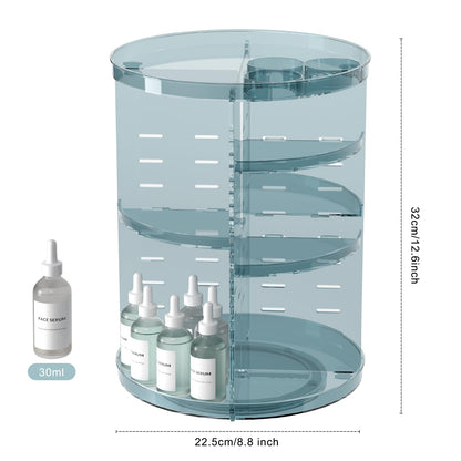 Rotating Makeup Organizer, DIY 8 Adjustable Layers Spinning Skincare Storage, Cosmetic Display Case with Brush Holder and Perfume Tray, Multi-Function Vanity Bathroom Countertop Organizer Black