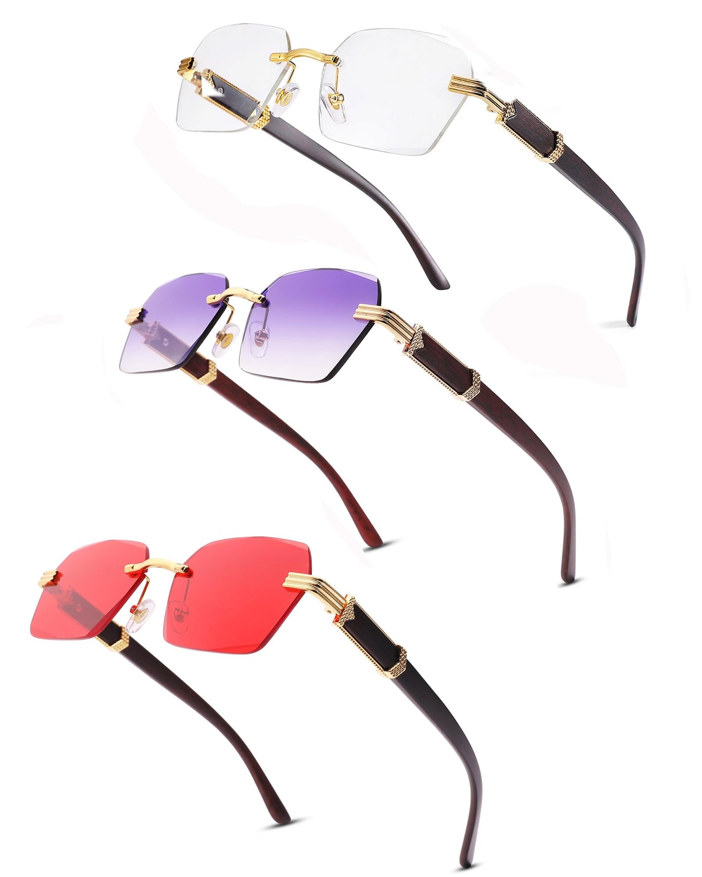Pro Acme Rimless Rectangle Sunglasses for Men Women Hexagon Shade Eyewear Frameless y2k Glasses