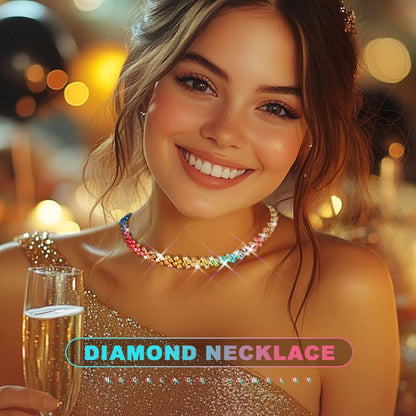 JEAIRTS Rhinestone Choker Necklace Gold Diamond Neck Chain Costume Jewelry