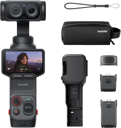 Insta360 Luna Ultra - 8K Vlogging Camera with Dual Leica Lenses, 12× Zoom, 1" Sensor, Detachable 2" Touchscreen, Triple AI Chip, Pocket Gimbal Camera for Vlog Photography-Cosmic Black