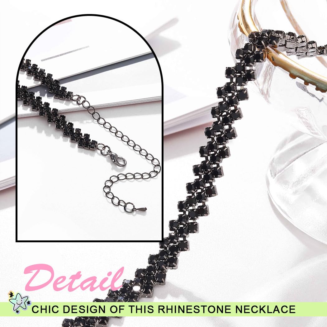JEAIRTS Rhinestone Choker Necklace Gold Diamond Neck Chain Costume Jewelry