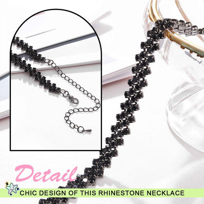 JEAIRTS Rhinestone Choker Necklace Gold Diamond Neck Chain Costume Jewelry
