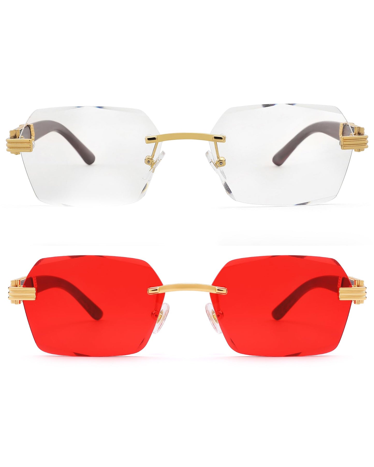 Pro Acme Rimless Rectangle Sunglasses for Men Women Hexagon Shade Eyewear Frameless y2k Glasses