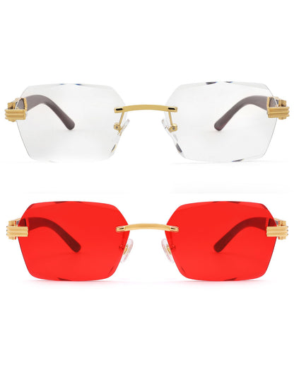 Pro Acme Rimless Rectangle Sunglasses for Men Women Hexagon Shade Eyewear Frameless y2k Glasses