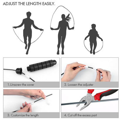 Jump Rope, Tangle-Free Rapid Speed Jumping Rope Cable with Ball Bearings for Women, Men, and Kids, Adjustable Steel Jump Rope with Foam Handles for Home Gym Exercise Fitness Workout Equipment & Slim Body