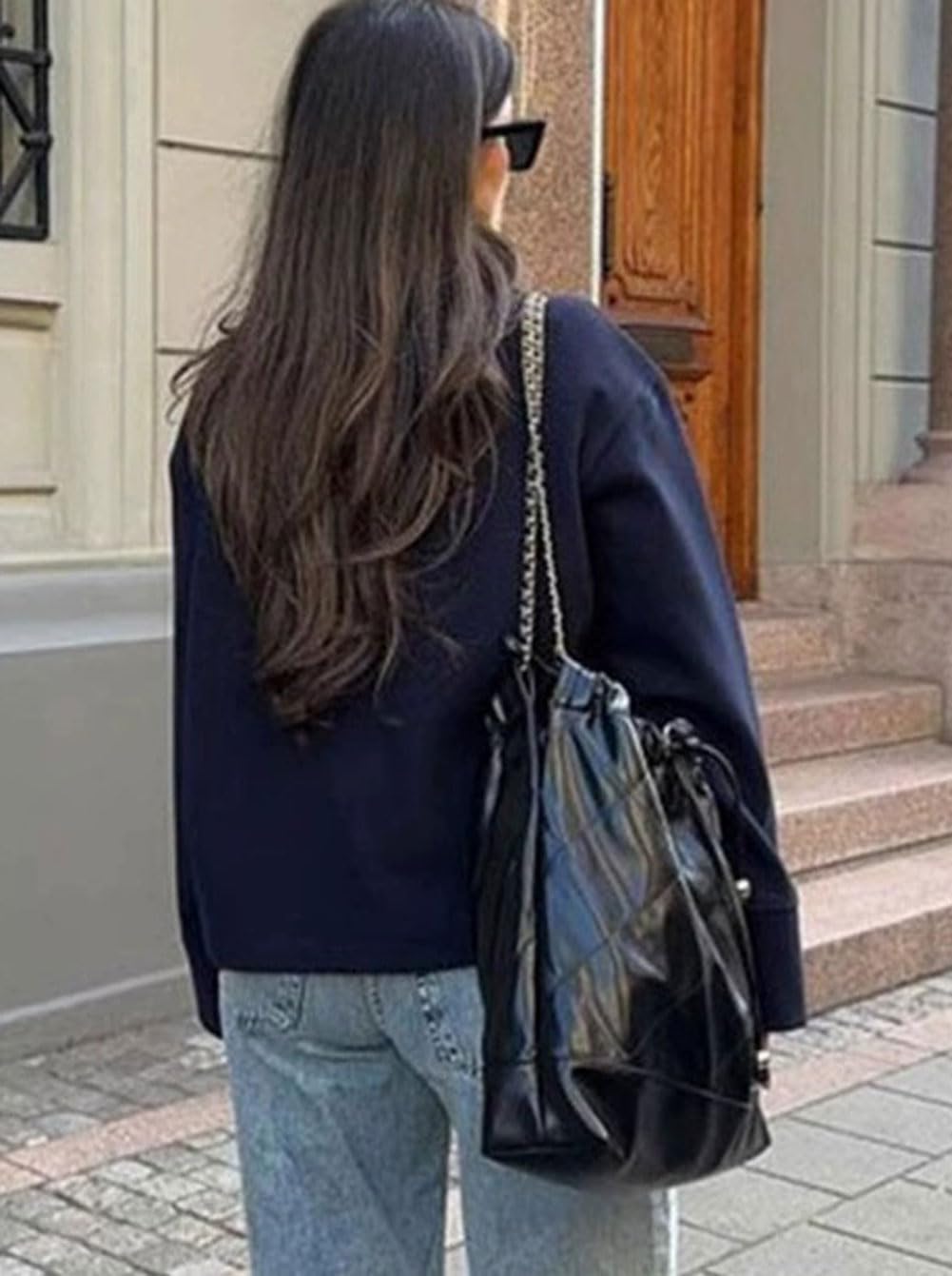 CHARTOU Women Crop Pea Coat Wool Blend Winter Loose Casual Short Jacket Outwear