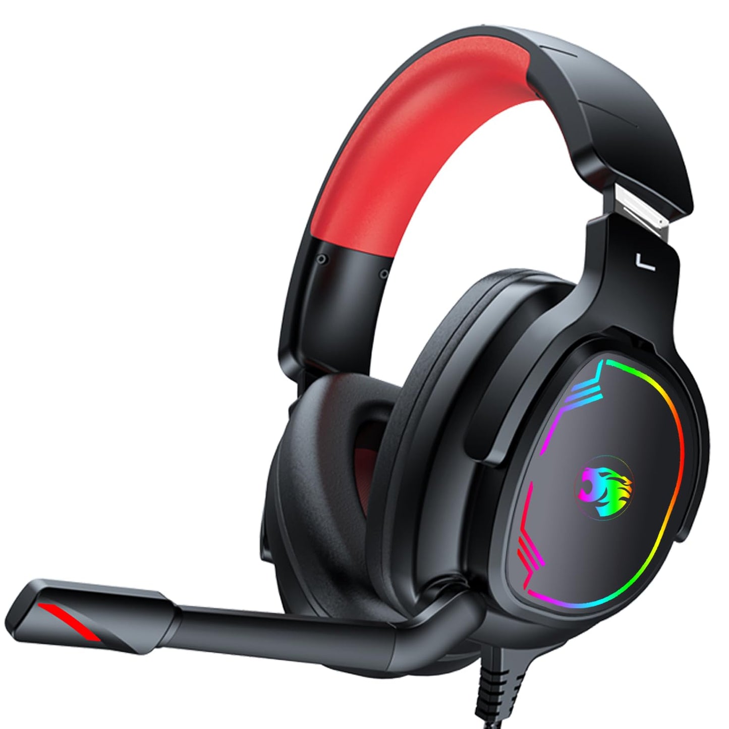 Jimonyer Gaming Headset for PS5 PS4 Xbox Series X|S PC Switch, 7.1 Surround Sound Over Ear Headphones with Noise Canceling Mic, RGB LED Light, Soft Memory Earmuffs Headset for Gaming or Work (Blue)