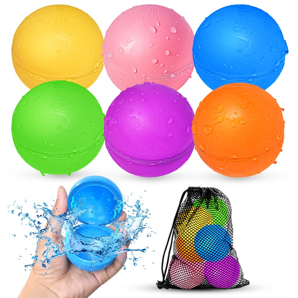 12Pcs Reusable Water Balloons, Pool Beach water Toys for Boys and Girls, Outdoor Summer Toys for Kids Ages 3-12