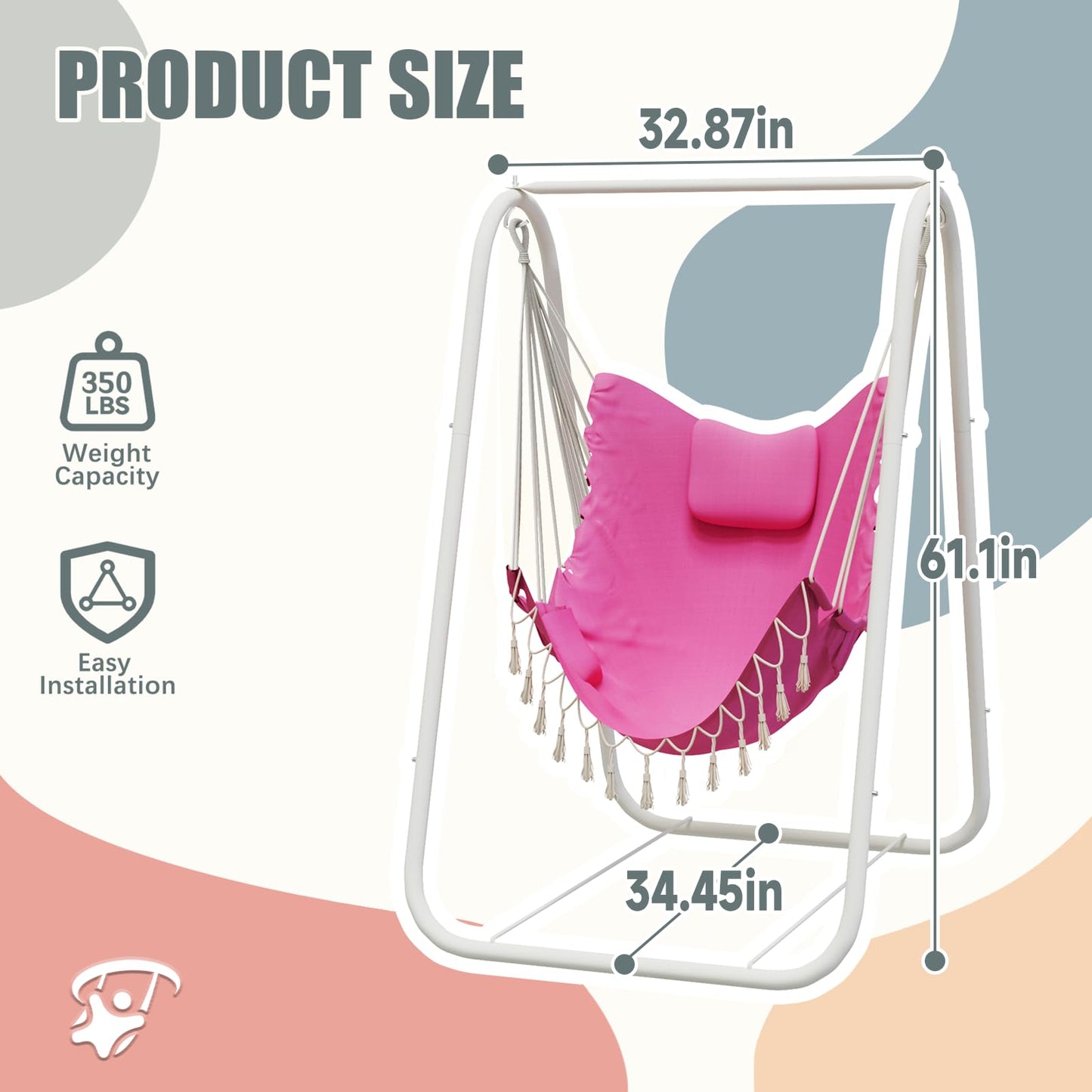 G TALECO GEAR Hammock Chair with Stand,Heavy-Duty and Rustproof Hanging Chair with Stand,Hammock Swing Chair Stand,for Indoor Outdoor Patio Yard Garden Porch (Grey)