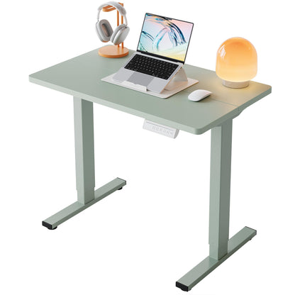 HUANUO 32" Small Electric Standing Desk Adjustable Height, 4 Memory Height Settings, Sit Stand Up Desk for Home Office & Computer Workstation, LightWalnut