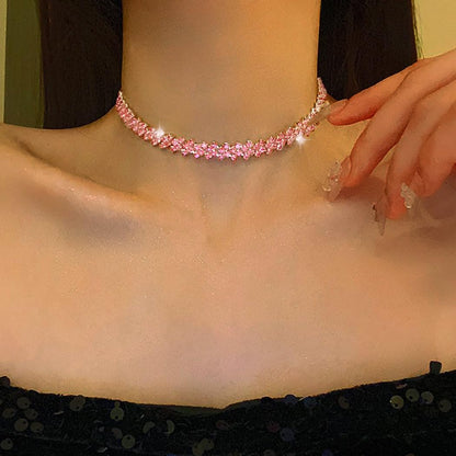 JEAIRTS Rhinestone Choker Necklace Gold Diamond Neck Chain Costume Jewelry