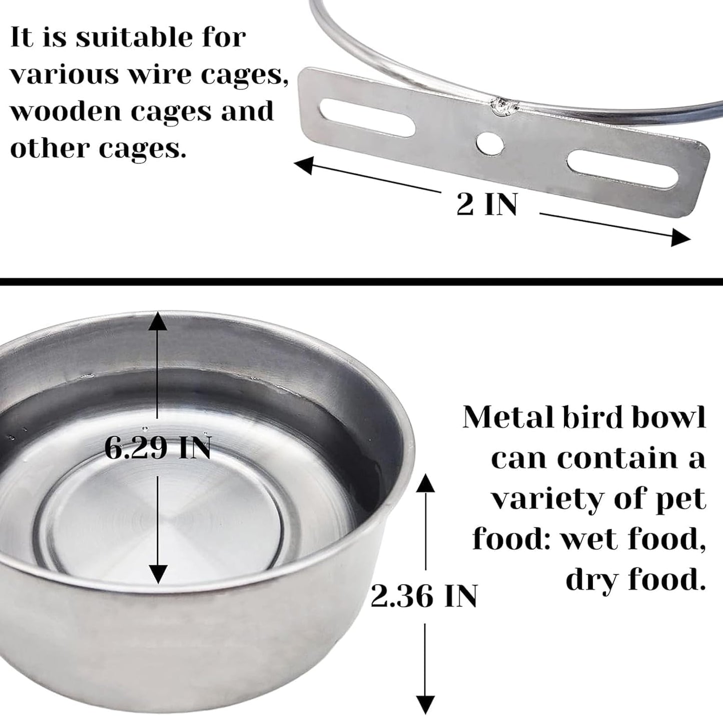 PINVNBY Parrot Feeding Cups Birds Food Dish Stainless Steel Parrot Feeders Water Cage Bowls with Clamp Holder for Cockatiel Conure Budgies Parakeet Parrot Macaw Small Animal Chinchilla Pack of 2