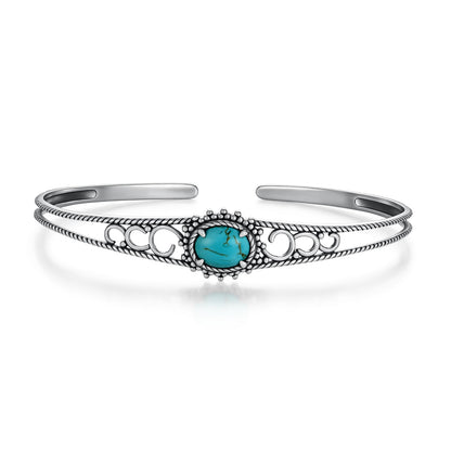 Genuine Turquoise Bracelet for Women 925 Sterling Silver Real Turquoise Cuff Bracelet Vintage Western Jewelry for Women