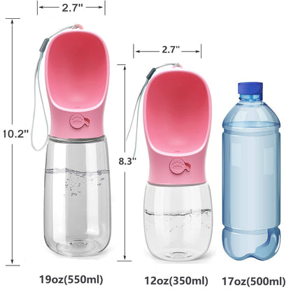 Kalimdor Dog Water Bottle, Leak Proof Portable Puppy Water Dispenser with Drinking Feeder for Pets Outdoor Walking, Hiking, Travel, Food Grade Plastic (19oz Blue)