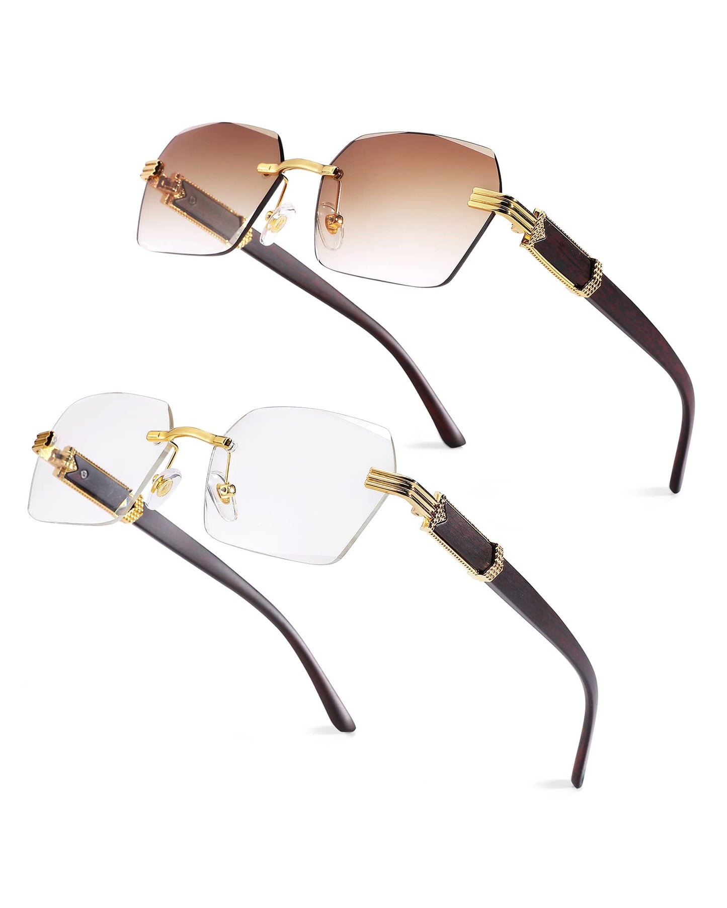 Pro Acme Rimless Rectangle Sunglasses for Men Women Hexagon Shade Eyewear Frameless y2k Glasses