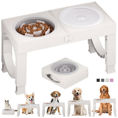 XIAZ Elevated Dog Bowls Large Breed Raised Dogs Bowl Stand Large/Medium Sized Dog Stainless Steel Food Water Bowl Stands 5 Heights Adjustable 9/11/12/14in Black Pet Feeder Dish Station