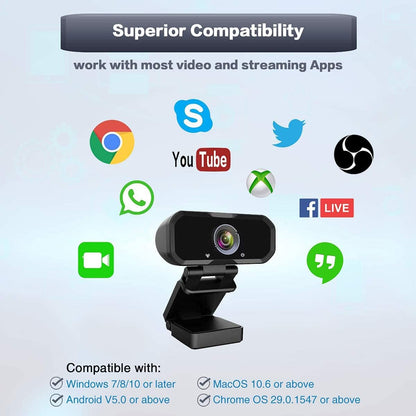 W4 2K Autofocus Webcam with Dual Mics & LED Light, 1080P 60fps/2K 50fps, USB Streaming Camera for PC, Laptop, Switch 2, Desktop - Plug and Play