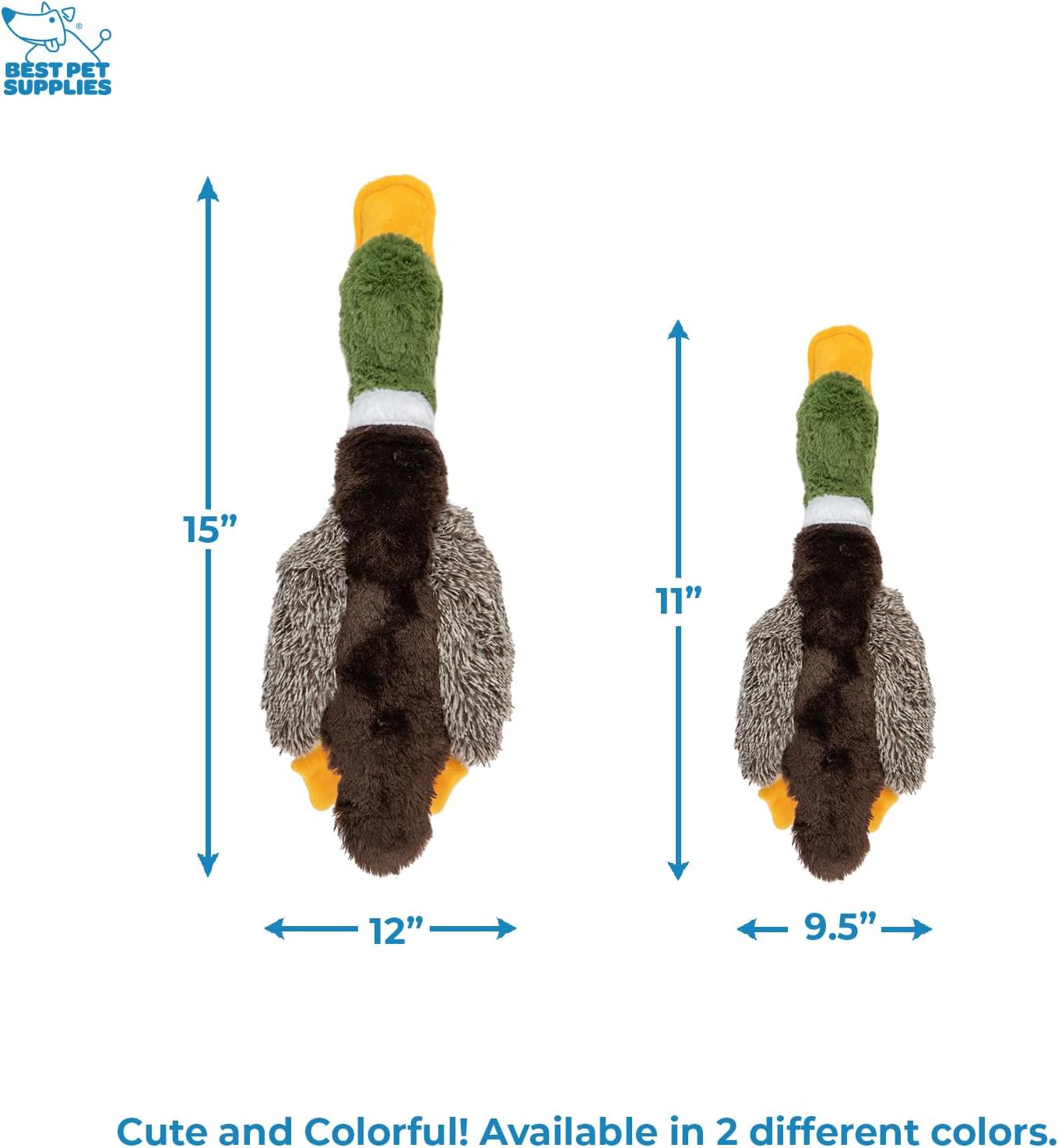 Best Pet Supplies Interactive Squeaky Dog Chew Toy, Ideal Dog Toys for Chewers, Small, Medium & Large Dogs, and Fetch Lovers - Crinkle Duck (Yellow), Large