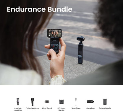 Insta360 Luna Ultra - 8K Vlogging Camera with Dual Leica Lenses, 12× Zoom, 1" Sensor, Detachable 2" Touchscreen, Triple AI Chip, Pocket Gimbal Camera for Vlog Photography-Cosmic Black