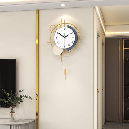 Wall Clock Decorative Large Modern Wall Clock Silent Non-Ticking Battery Operated Gold Unique Pendulum Clock for Living Room,Bedroom,Office,Kitchen,Bathroom,Wall Decor 13.8x21.9in