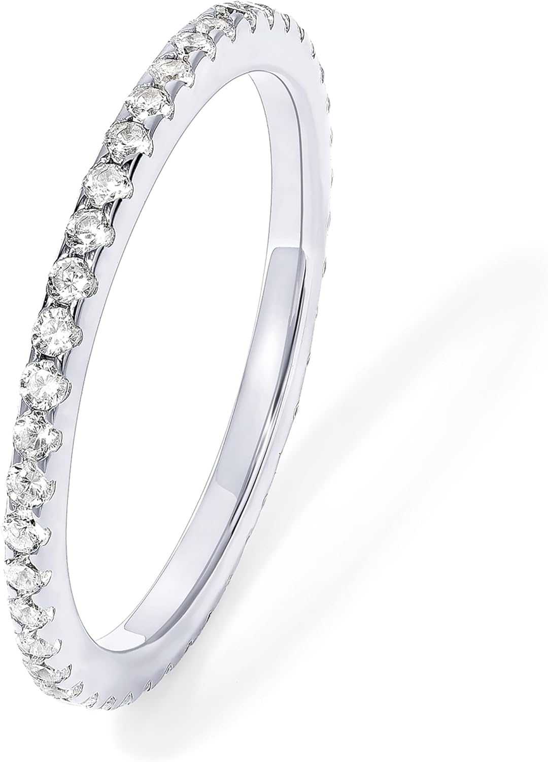 PAVOI Gold Plated Solid 925 Sterling Silver CZ Simulated Diamond Stackable Ring Eternity Bands for Women