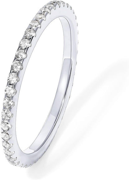 PAVOI Gold Plated Solid 925 Sterling Silver CZ Simulated Diamond Stackable Ring Eternity Bands for Women