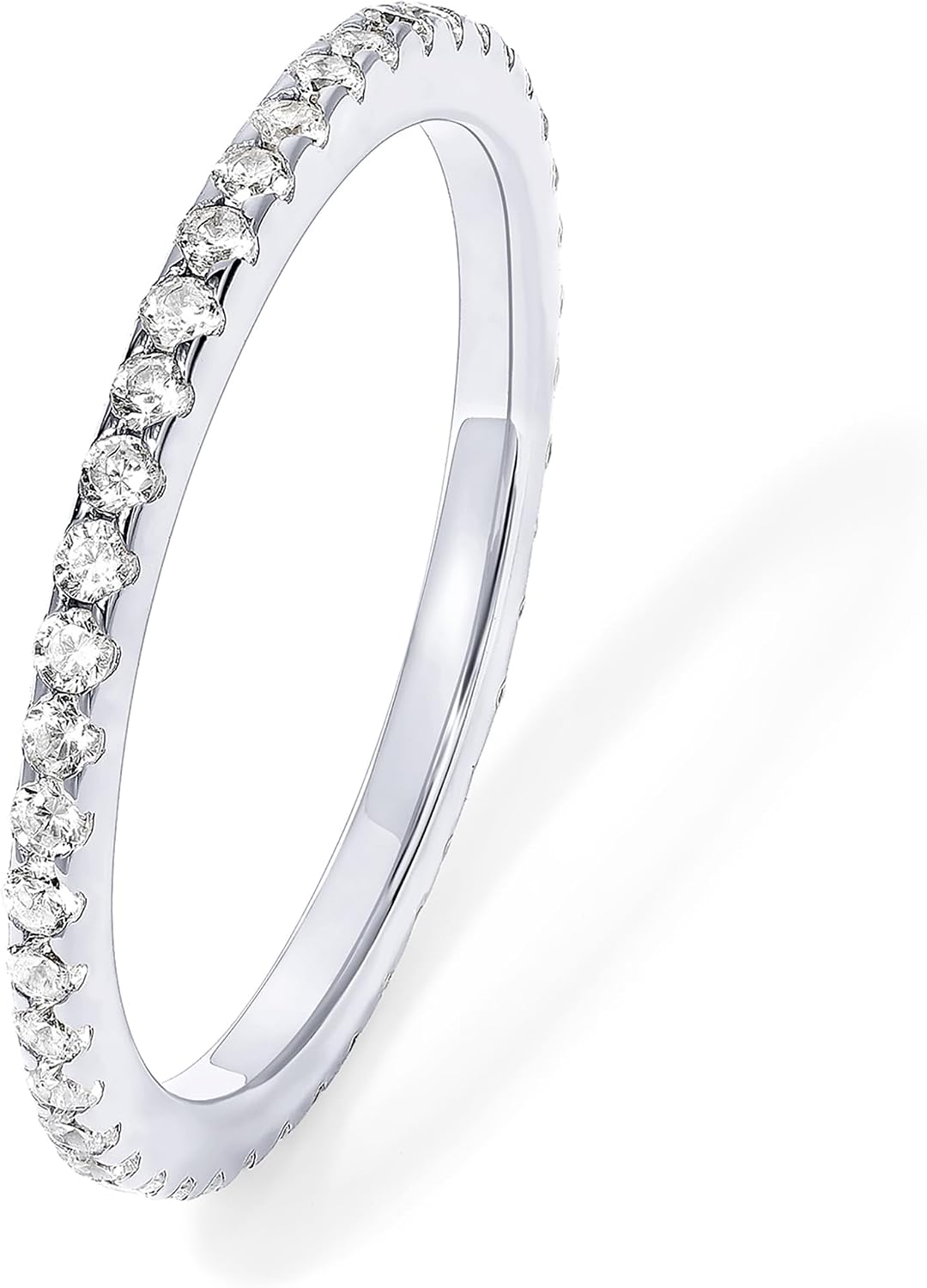 PAVOI Gold Plated Solid 925 Sterling Silver CZ Simulated Diamond Stackable Ring Eternity Bands for Women