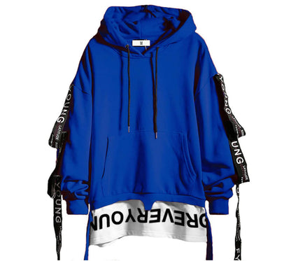 DUDHUH Mens Hoodie Fashion Pullover Letter Print Tracksuit Techwear Casual Coat Hip-Hop Sweatshirt