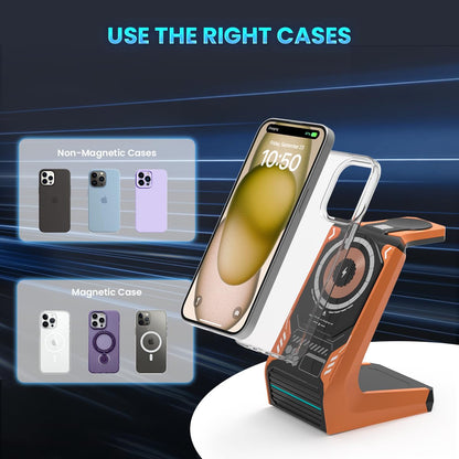 JoyGeek 3 in 1 Charging Station for Apple Devices, Wireless Charger Stand for iPhone 17/16/15/14/13/12/11/SE/X Pro Max Plus - Apple Watch 11/10/9/Ultra 2/8/SE/7/6/5 - AirPods Pro 2/3/2