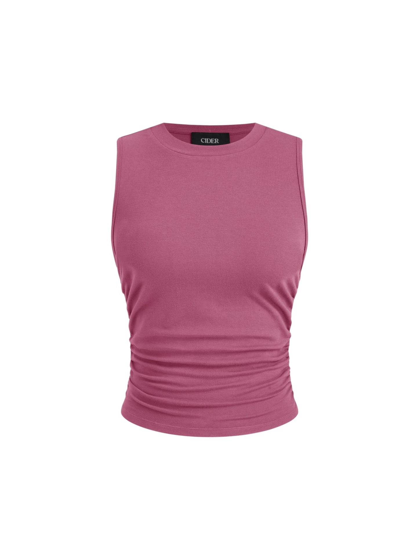 CIDER Womens Tank Tops Sleeveless High Neck Ruched Crop Tops Going Out Casual Basic Ribbed Shirt Summer Fashion Clothing