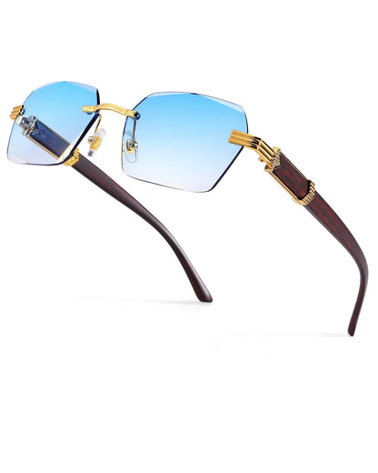 Pro Acme Rimless Rectangle Sunglasses for Men Women Hexagon Shade Eyewear Frameless y2k Glasses