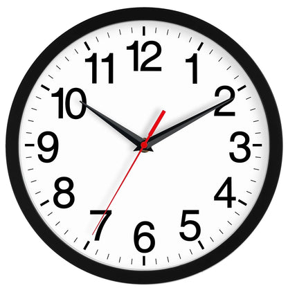 Rohioue Wall Clock Modern 8 Inch Battery Operated Silent Non Ticking Small Analog Clock for Living Room Office Home Bedroom Kitchen Bathroom(Black)