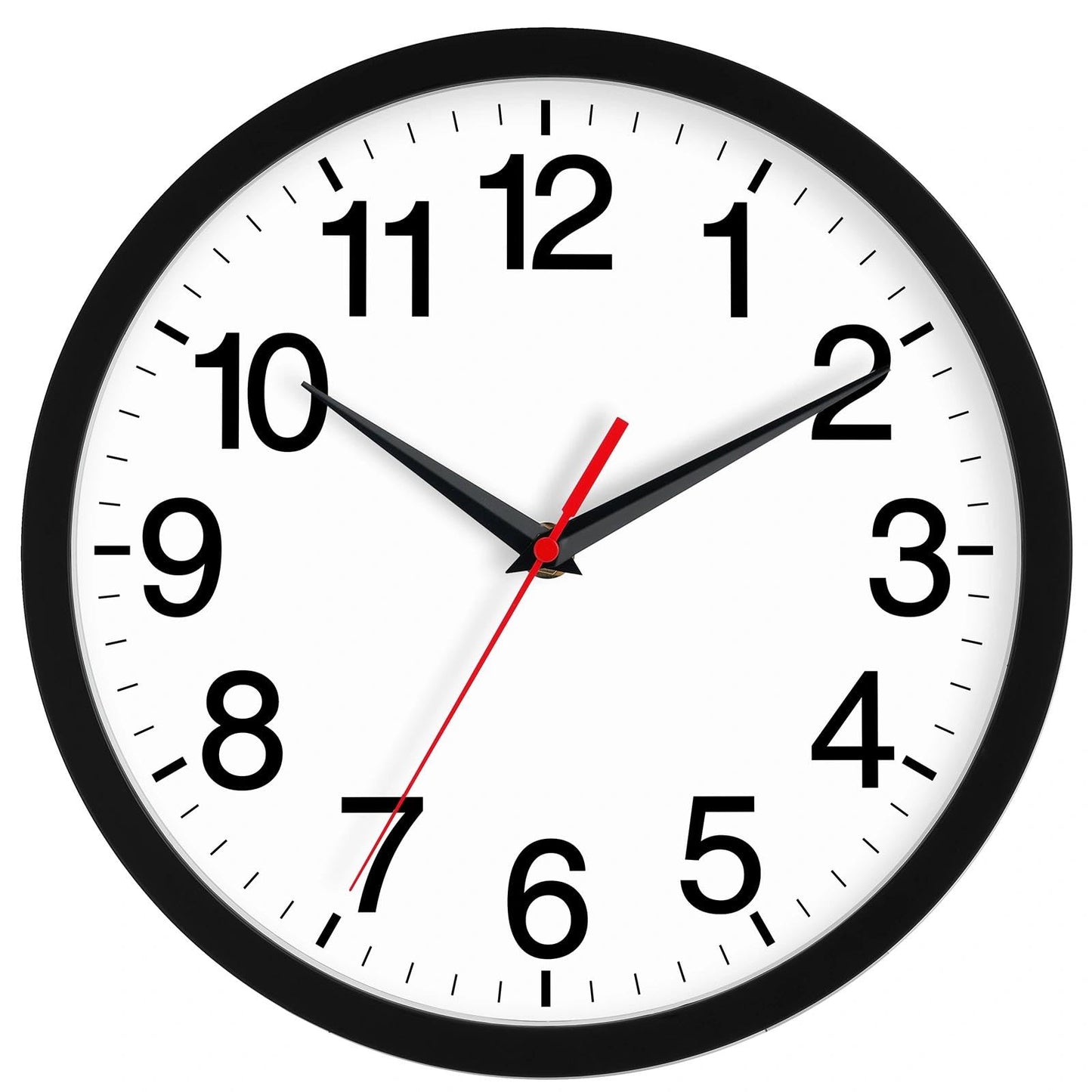 Rohioue Wall Clock Modern 8 Inch Battery Operated Silent Non Ticking Small Analog Clock for Living Room Office Home Bedroom Kitchen Bathroom(Black)