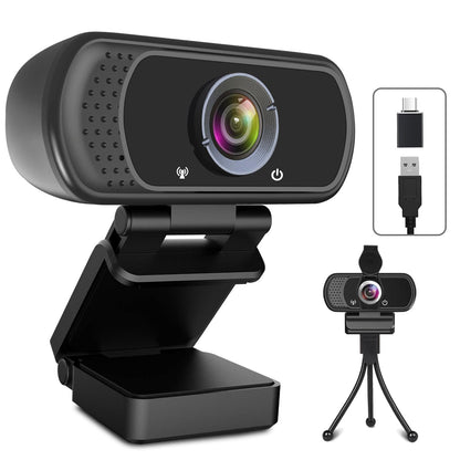 ToLuLu Streaming Webcam 2K 50FPS Web Cam, LED RGB Webcam with Microphone and Light, Autofocus Computer Camera with Cover and Tripod, Plug-Play USB Web cam for PC Desktop/MacBook Gaming Video Calling