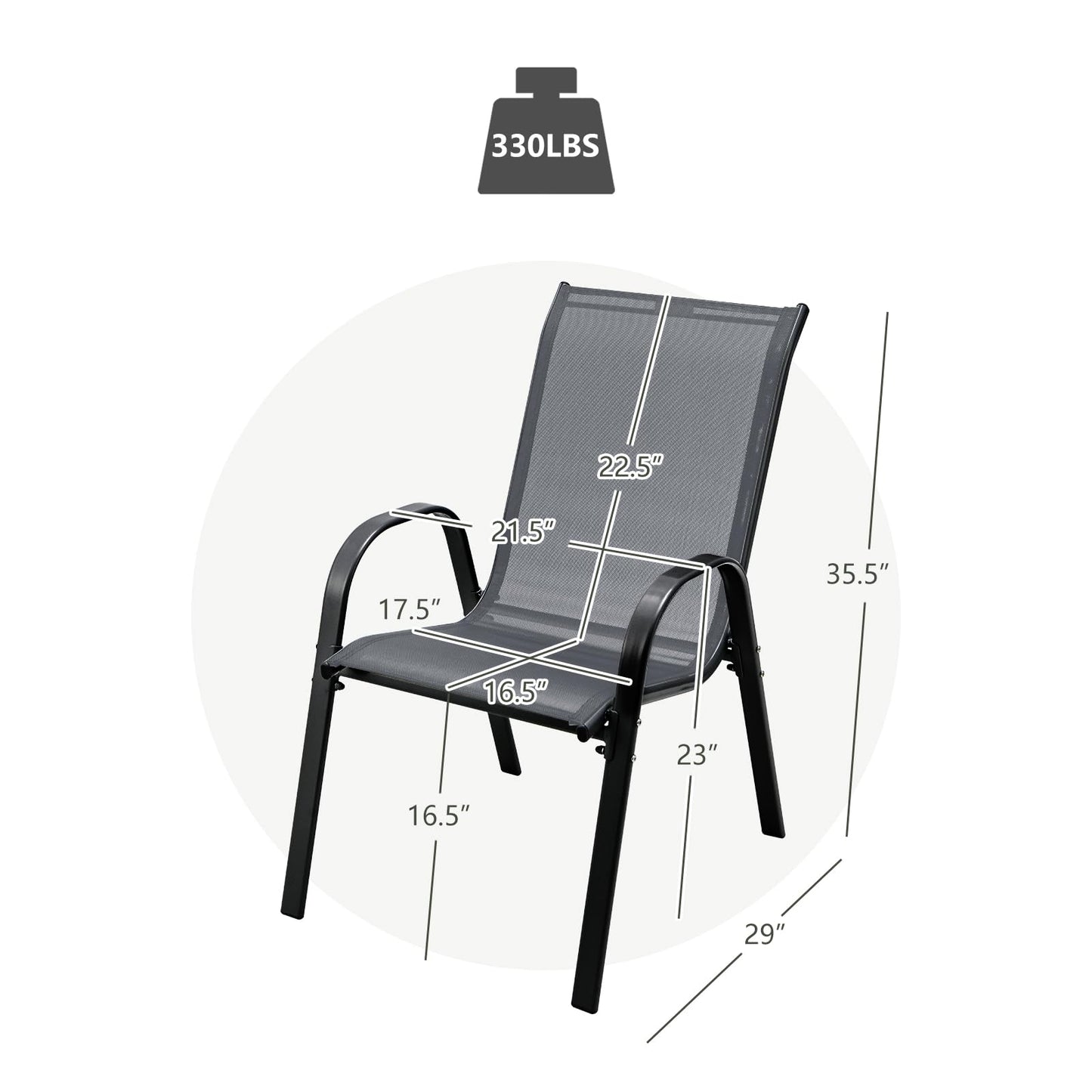 Tangkula Patio Dining Chairs Set of 4, Outdoor Stackable All Weather Heavy Duty Dining Chairs Set with Armrests, Support 330 LBS, for Poolside, Backyard, Garden, Deck, Front Porch (Brown)
