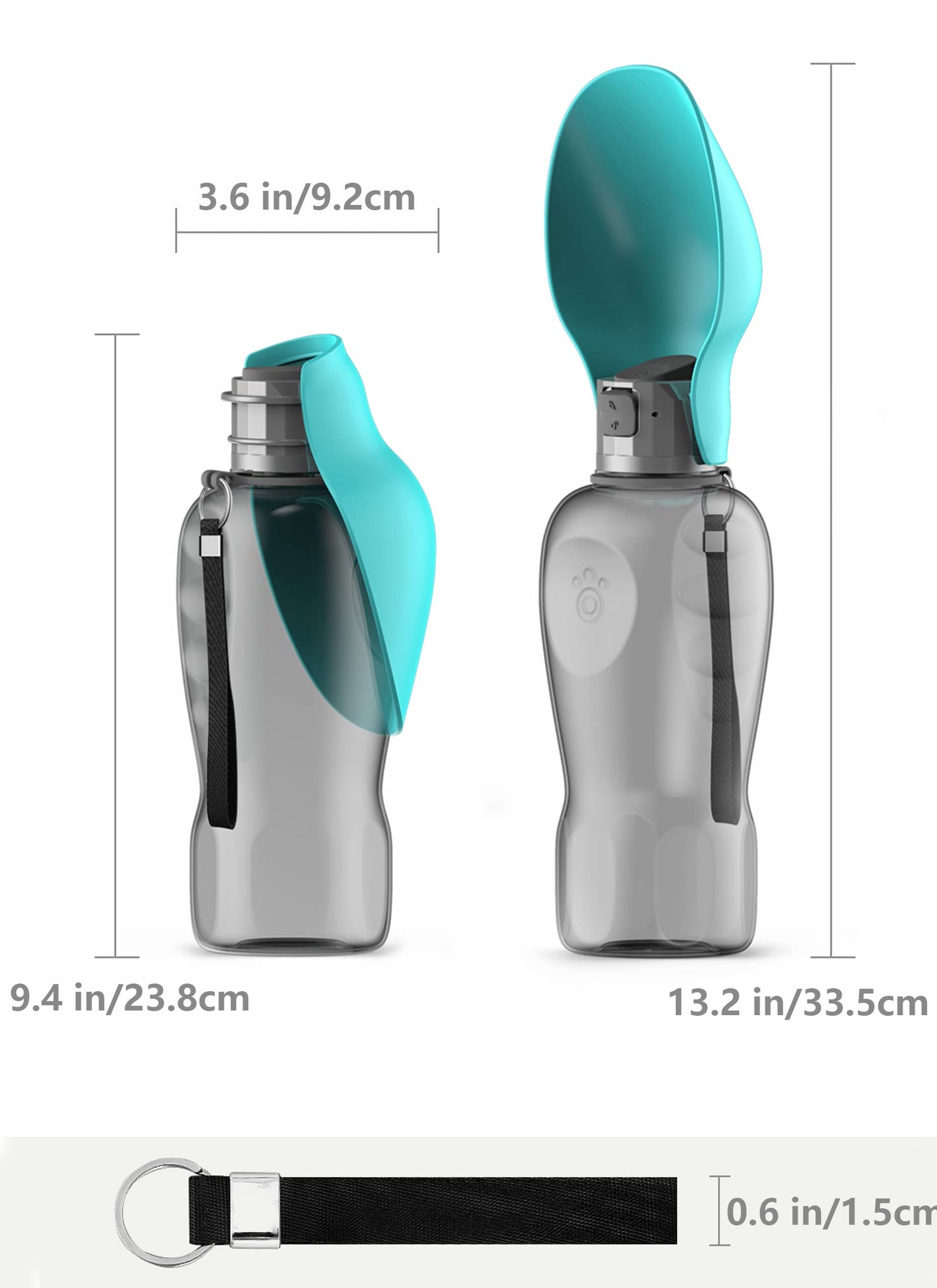 Kalimdor Dog Water Bottle, Leak Proof Portable Puppy Water Dispenser with Drinking Feeder for Pets Outdoor Walking, Hiking, Travel, Food Grade Plastic (19oz Blue)