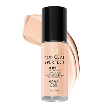 Milani Conceal + Perfect 2-in-1 Foundation + Concealer for a Flawless Complexion, Under Eye Corrector, Cover Redness and Imperfections, Waterproof and Sweatproof - 05A-Natural Beige