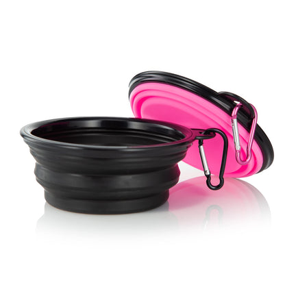 Dog Bowl Pet Collapsible Bowls, 2 Pack for Cats Dogs, Portable Pet Feeding Watering Dish for Walking Parking Traveling with 2 Carabiners (Small, Blue+Green)