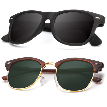 KALIYADI Polarized Sunglasses for Men and Women Semi-Rimless Frame Driving Sun glasses UV Blocking